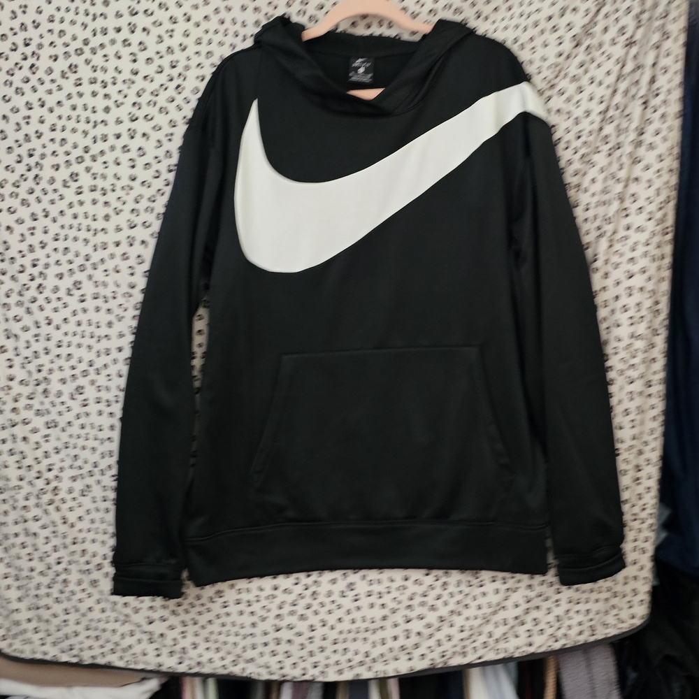 Nike Black Hoodie with White Swoosh